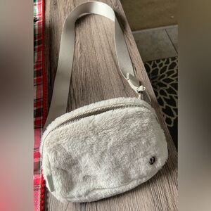 Lululemon Athletica Cream Faux Fur Crossbody Bag